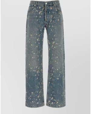 McQueen Denim Jeans Straight Leg Belt Loops - Blue
