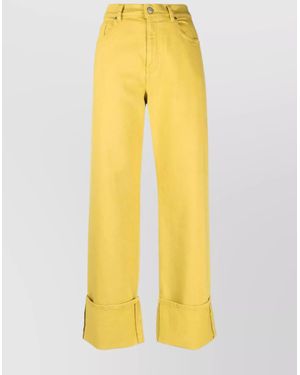 P.A.R.O.S.H. Cotton-Blend Straight-Leg Pants - Yellow