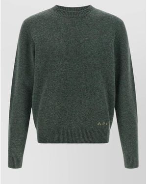 A.P.C. Edmond Sweater Fitted Cuffs Structured Hem - Green