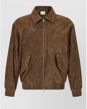 DUNST Suede Leather Blouson Jacket - Brown