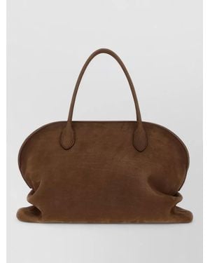 The Row Agnes 15 Leather Tote Bag Top Handles - Brown