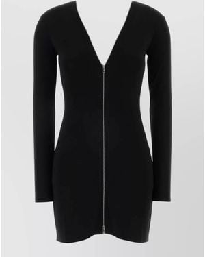 Alexander Wang Stretch Viscose Bodycon Mini Dress V Neckline - Black