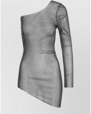 Santa Brands Mesh Rhinestone Mini Dress - Grey