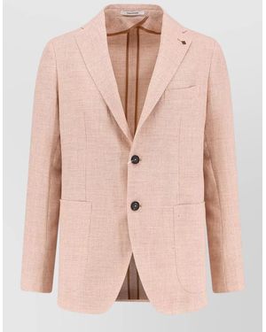 Tagliatore Linen Virgin Wool Blazer Single Breasted - Pink