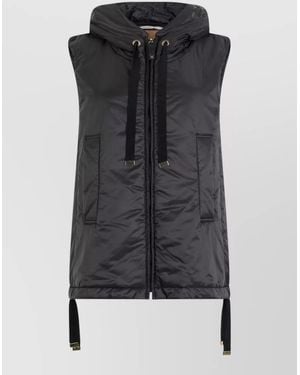 Max Mara Hooded Padded Gilet Adjustable Hem - Black