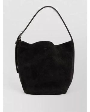 TOTEME Suede Leather Small Bucket Bag - Black