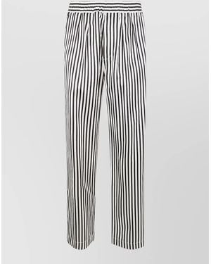 Tom Ford Silk Striped Pleated Lounge Trousers - White