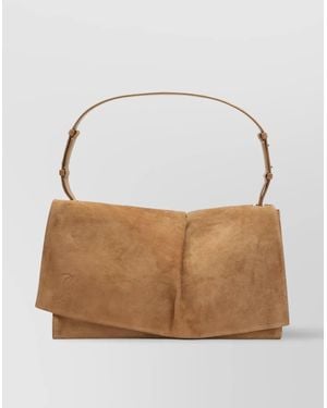 Christian Louboutin Small Suede Shoulder Bag With Adjustable Strap - Brown