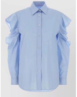 Moschino Poplin Shirt Long Sleeves Ruffled Detail - Blue