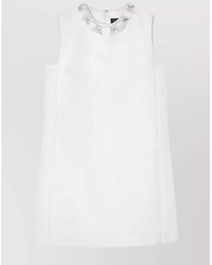 Versace Silk-Blend Crystal-Embellished Sleeveless Mini Dress - White