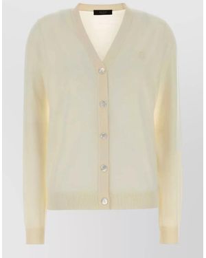 Gucci Wool Cardigan Long Sleeves V Neckline - Natural