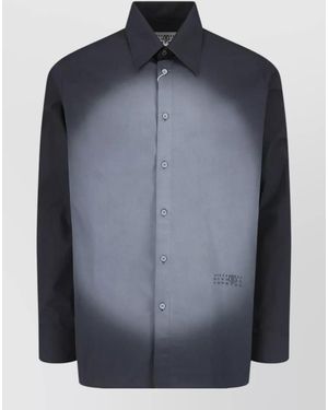 MM6 by Maison Margiela Straight Shirt Collar Long Sleeves Printed Detail - Blue