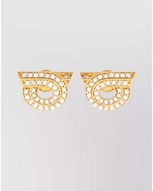 Ferragamo Rhinestone Drop Earrings - Metallic