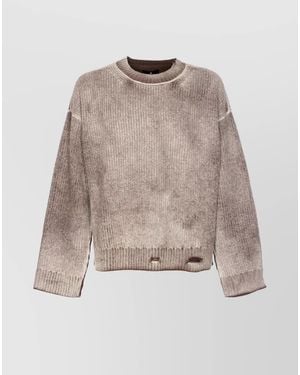 Represent Wool Reversible Distressed Ribbed Knit Jumper - Natural