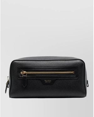 Tom Ford Textured Leather Wallet Cardholder Zip Pocket - Black