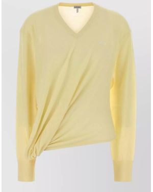 Loewe Wool Blend V Neck Draped Jumper - Yellow