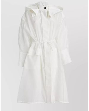 Ferragamo Silk Organza Oversized Trench Coat - White