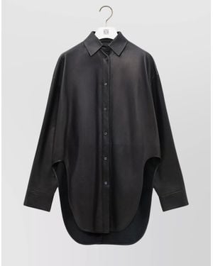 Loewe Leather Long Relaxed-Fit Shirt - Grey