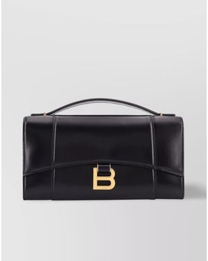 Balenciaga Hourglass Leather Clutch Bag - Blue