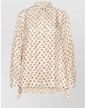 Max Mara Printed Shirt Tie Cuffs And Slits - Natural