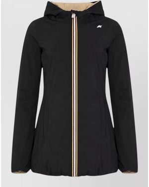 K-Way Nylon Longline Hooded Parka Coat - Black