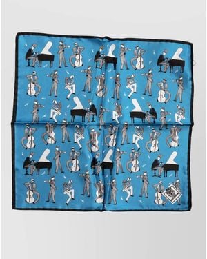 Dolce & Gabbana Silk Printed Pocket Square - Blue