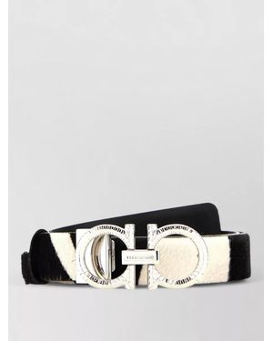 Ferragamo Calf Hair Leather Reversible Belt - Metallic