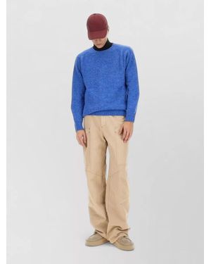 Howlin' Wool Crew Neck Knit Long Sleeve Sweater - Blue