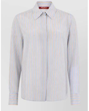 Max Mara Silk Striped Shirt - White