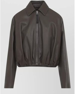 Loewe Collared Jacket Long Sleeves Elasticated Hem - Gray