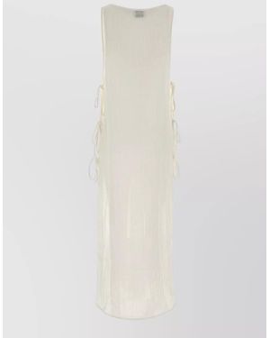 LeKasha Beach Dress Cover Up Sheer Side Ties - White