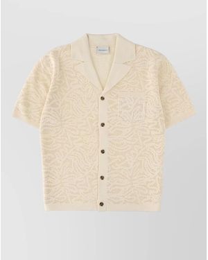 Drole de Monsieur Short Sleeve Knit Shirt Lace Pattern - Natural