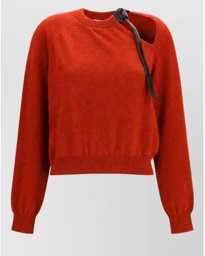 Ferragamo Cashmere Wool Cutout Crewneck Sweater - Red