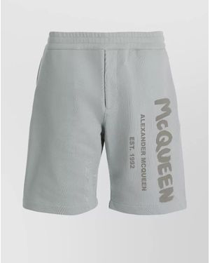 McQueen Logo Print Bermuda Shorts - Grey