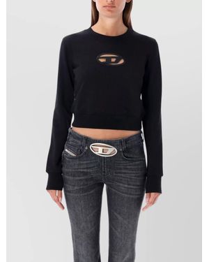 DIESEL Cropped Slim-Fit Cutout Logo Sweatshirt - Blue