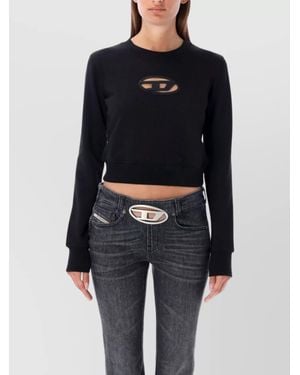 DIESEL Cropped Slim-Fit Cutout Logo Sweatshirt - Blue
