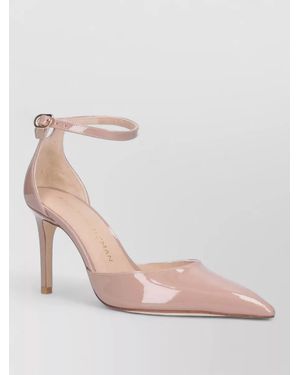 Stuart Weitzman Heel Sandals Ankle Strap Patent Pointed Toe - Pink