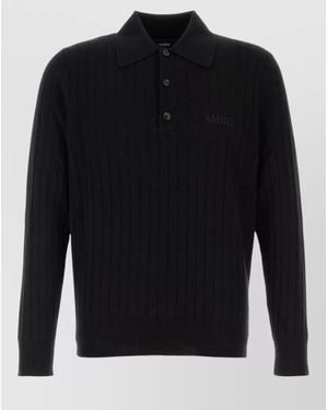 Amiri Cashmere Wool Polo Jumper - Black