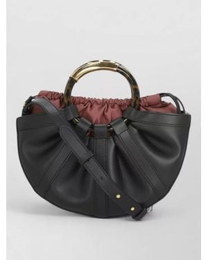 Coccinelle Leather Bucket Bag Shoulder Strap Handles - Black