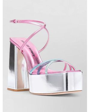 HAUS OF HONEY Leather Platform Sandals - Pink