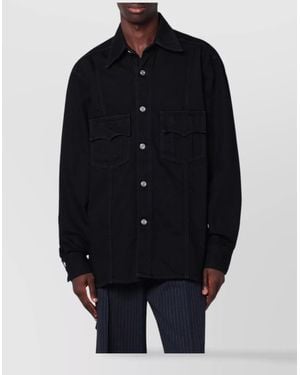 NAMACHEKO Denim Shirt Jacket Featuring Chest Pockets - Blue