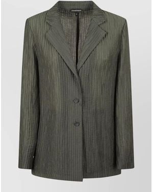 Emporio Armani Single Breasted Blazer Textured Fabric Lapel - Green