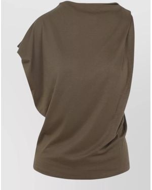 Jacquemus Silk Blend Draped Asymmetric Sleeveless Top - Green
