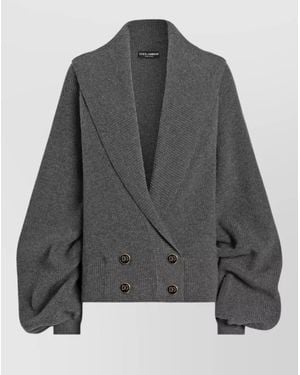 Dolce & Gabbana Shawl Collar Cropped Cardigan Wide Sleeves - Gray