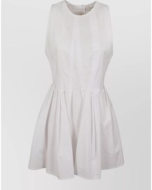 Max Mara Ara Dress Sleeveless Round Neck Pleated Skirt - White