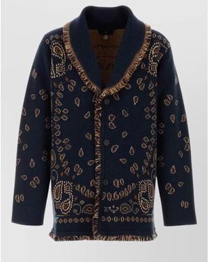 Alanui Cashmere Bandana Cardigan Shawl Collar - Blue