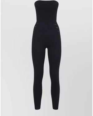 Wolford Slash Strapless Seamless Ribbed Knit Jumpsuit - Blue