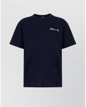 Balmain Crew Neck Short Sleeve T-Shirt - Blue