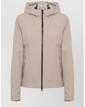 Woolrich Hooded Short Jacket Adjustable Cuffs Pockets - Natural