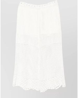 IRO Beachwear Skirt Elastic Waist Crochet Panels - White